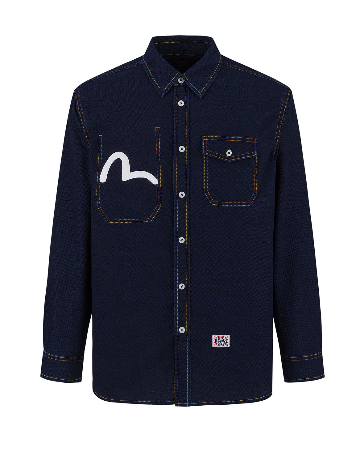 Seagull Print Regular Fit Denim Shirt