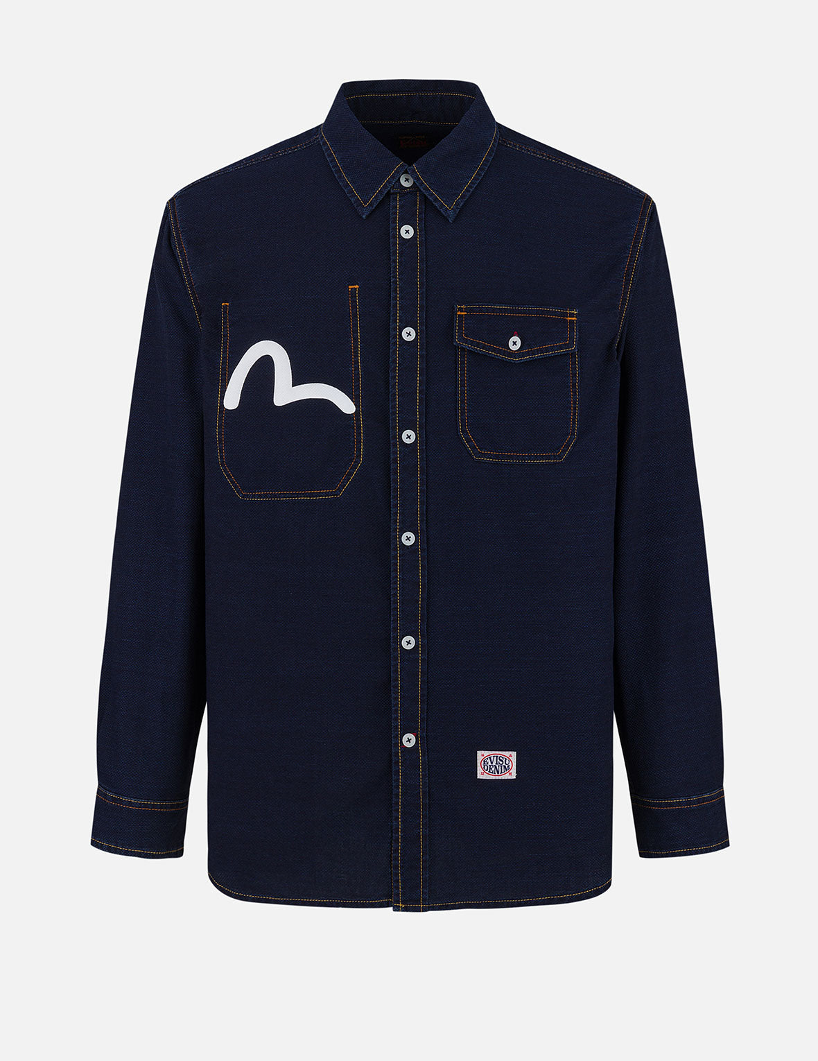 Seagull Print Regular Fit Denim Shirt
