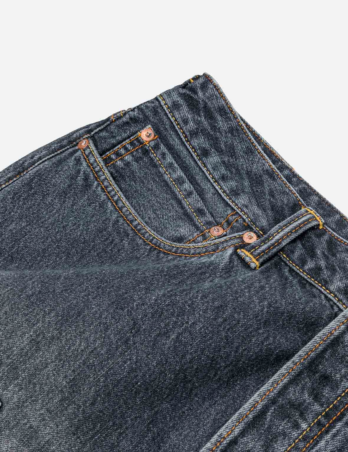 Seagull Print Pockets Oversized Worker Denim Shorts