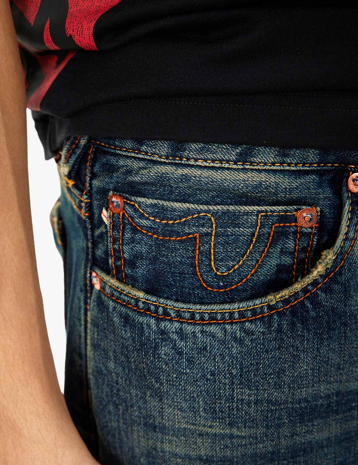 海鷗貼布刺繡水洗常規牛仔褲 #2000