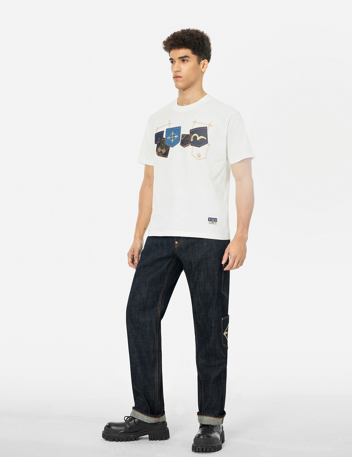 Multi-Pocket with Brocade Patch Regular Fit Jeans #2000