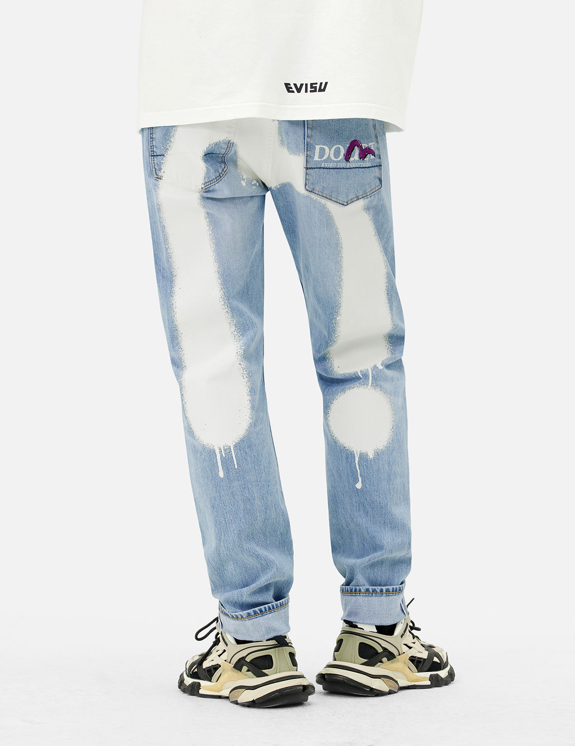 Graffiti-Style Daicock Print Taper Fit Jeans #2017