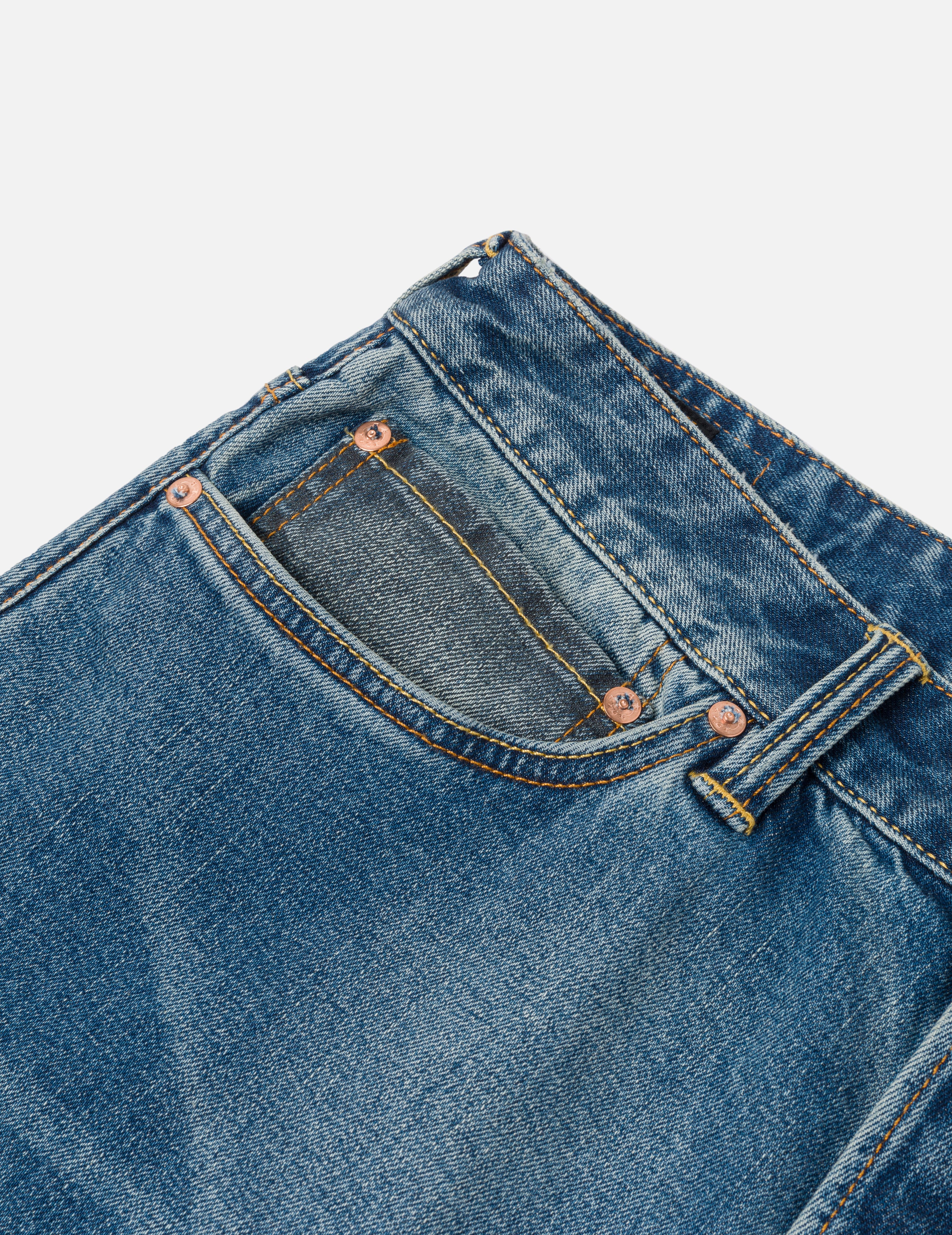 雙色大M嵌條常規牛仔褲 #2000