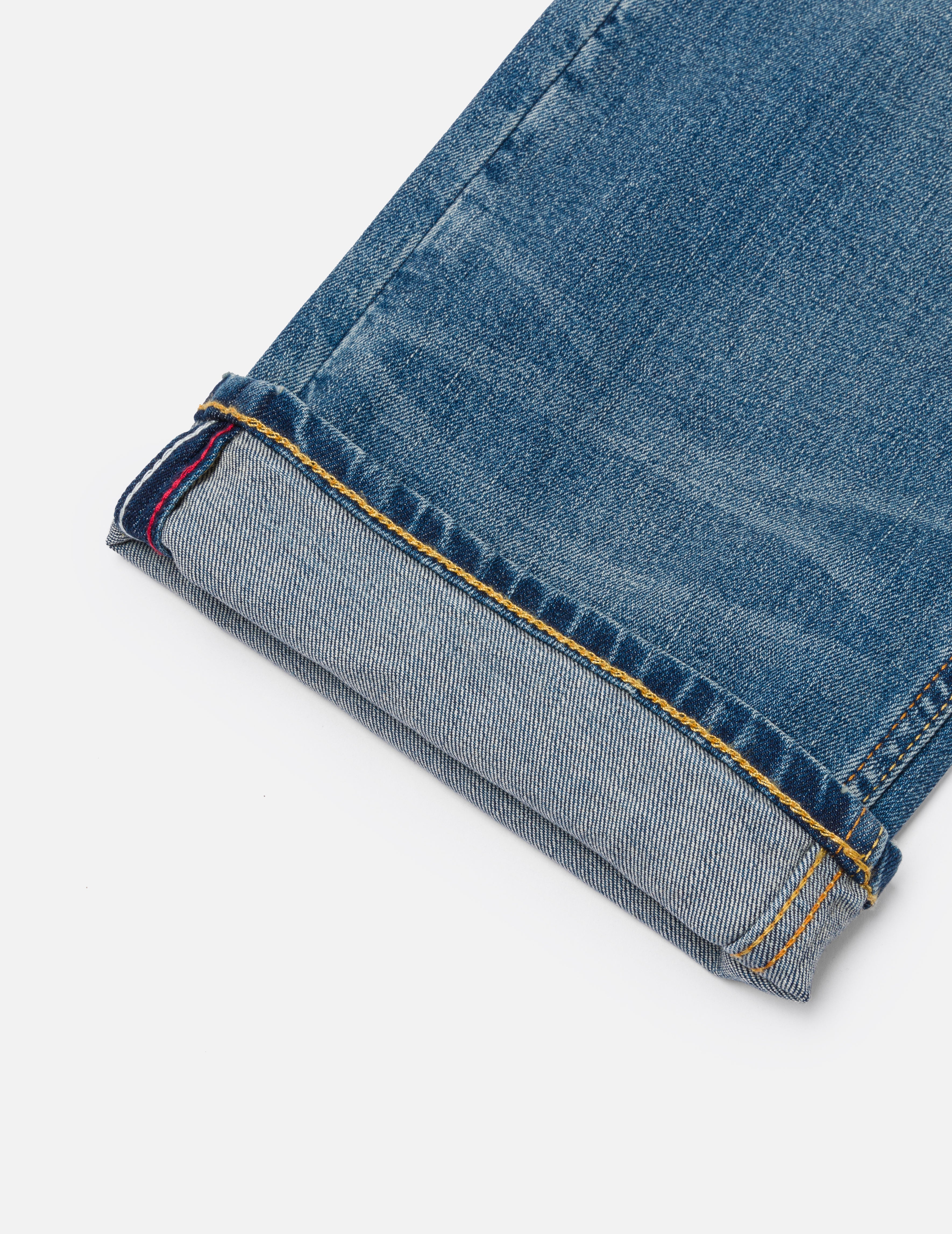 雙色大M嵌條常規牛仔褲 #2000