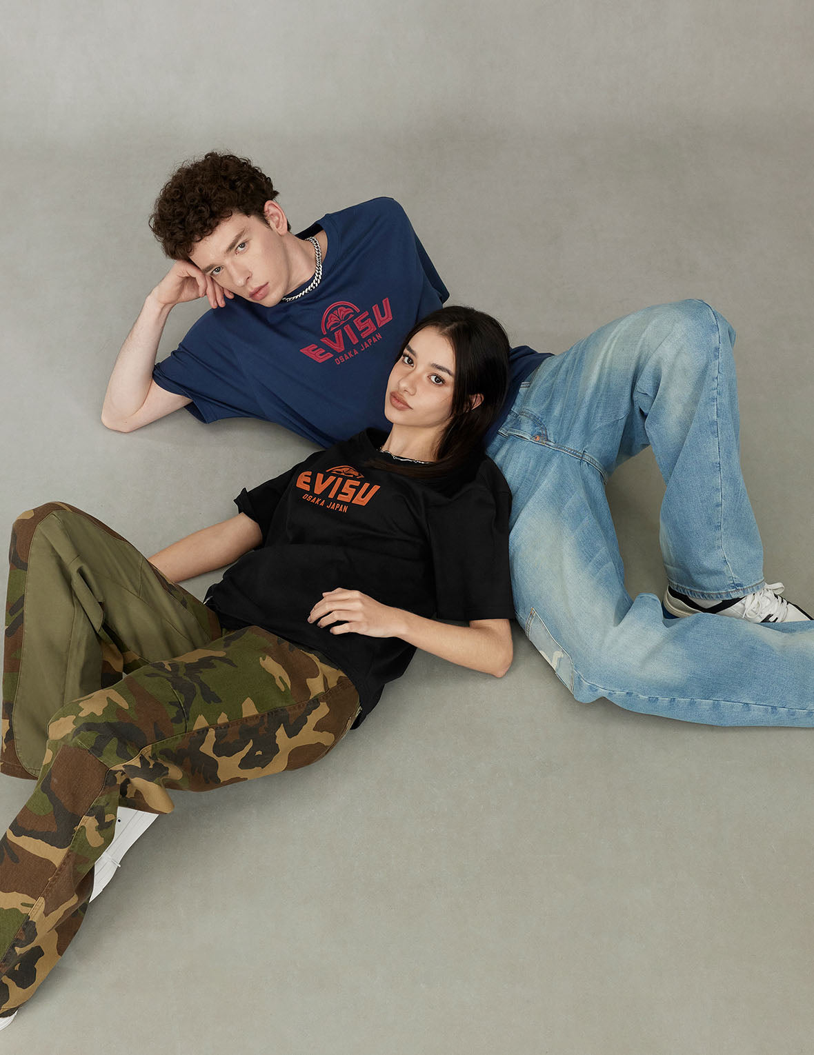 多口袋和海鷗印花立體版型牛仔褲