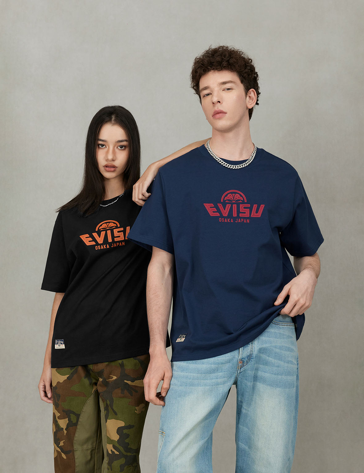 多口袋和海鷗印花立體版型牛仔褲