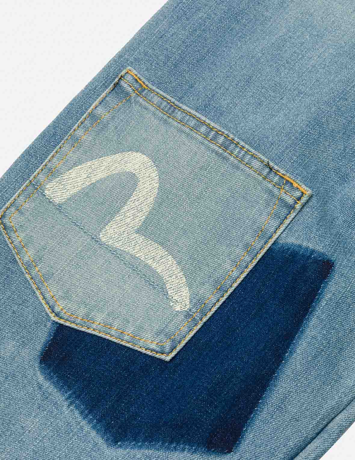 多口袋和海鷗印花立體版型牛仔褲