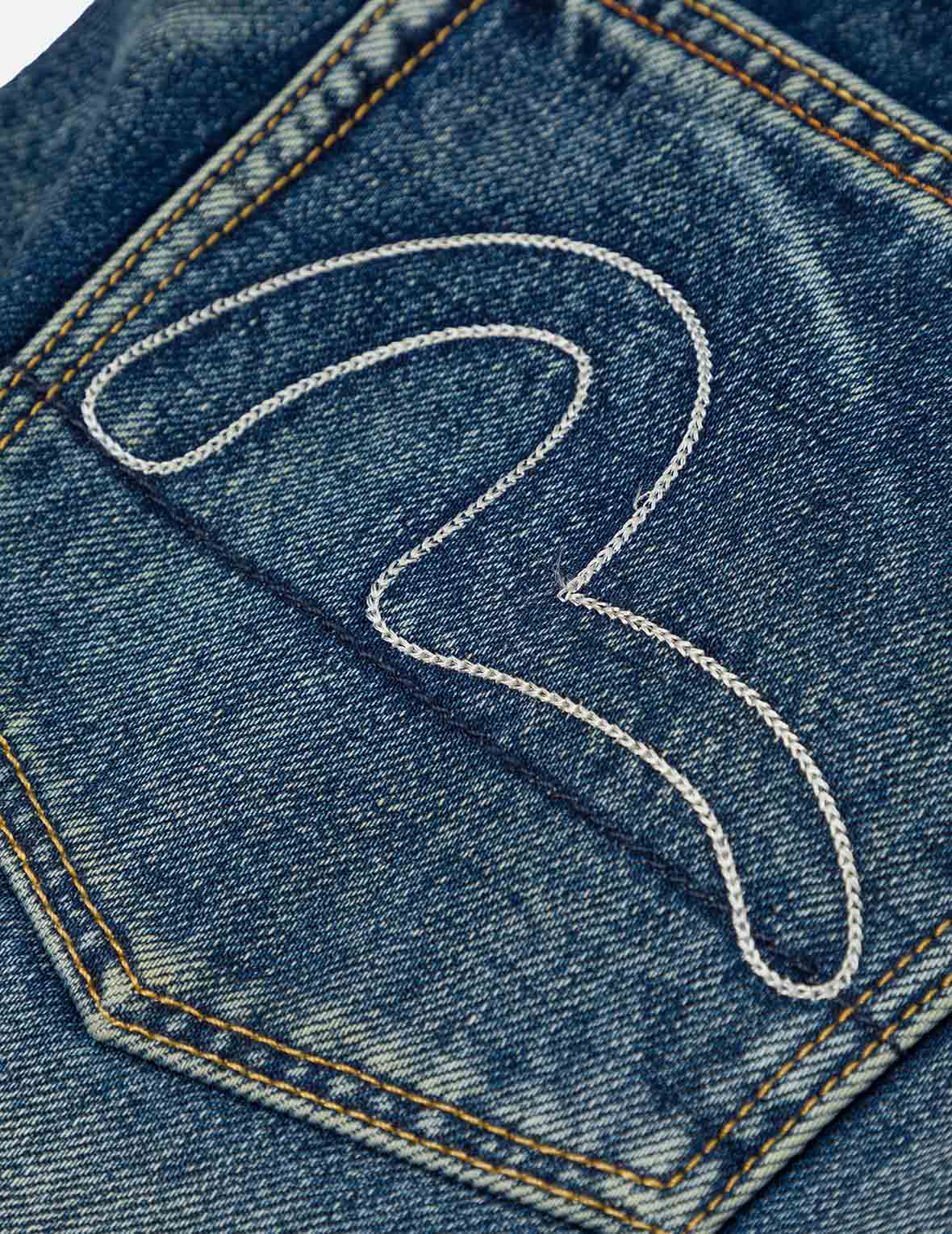 海鷗刺繡和"EVISU SINCE 1991"印花貼布窄腳牛仔褲 #2017