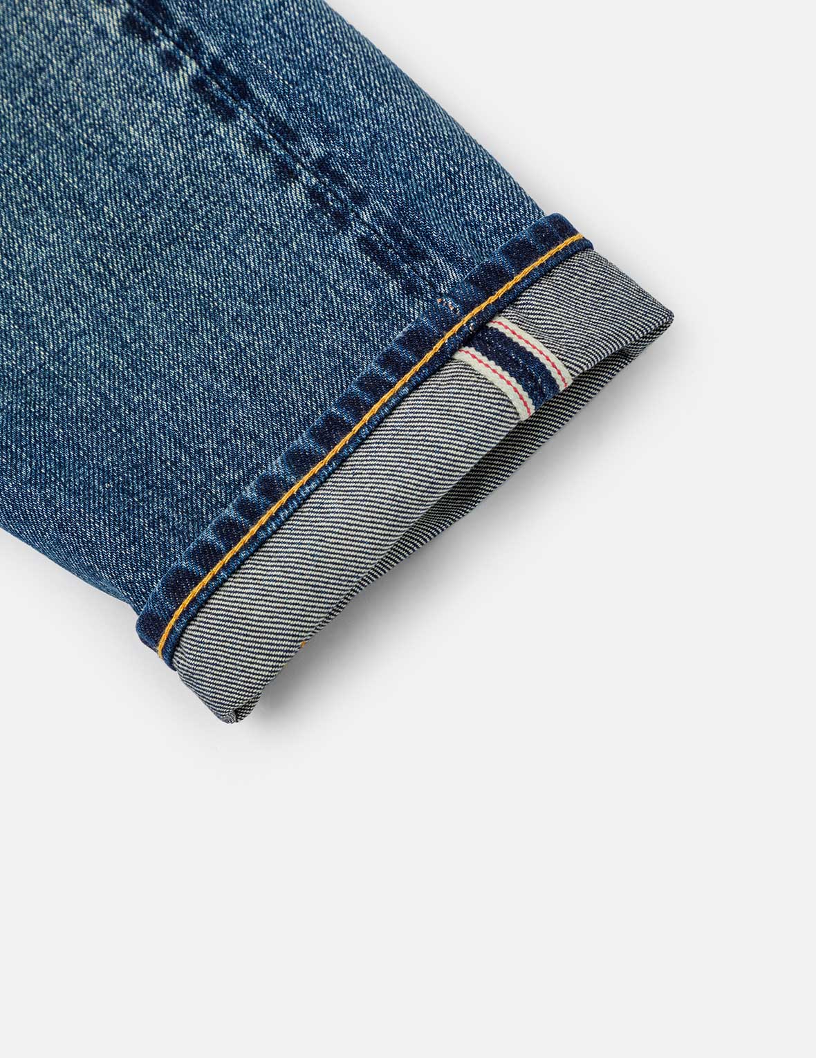 海鷗刺繡和"EVISU SINCE 1991"印花貼布窄腳牛仔褲 #2017