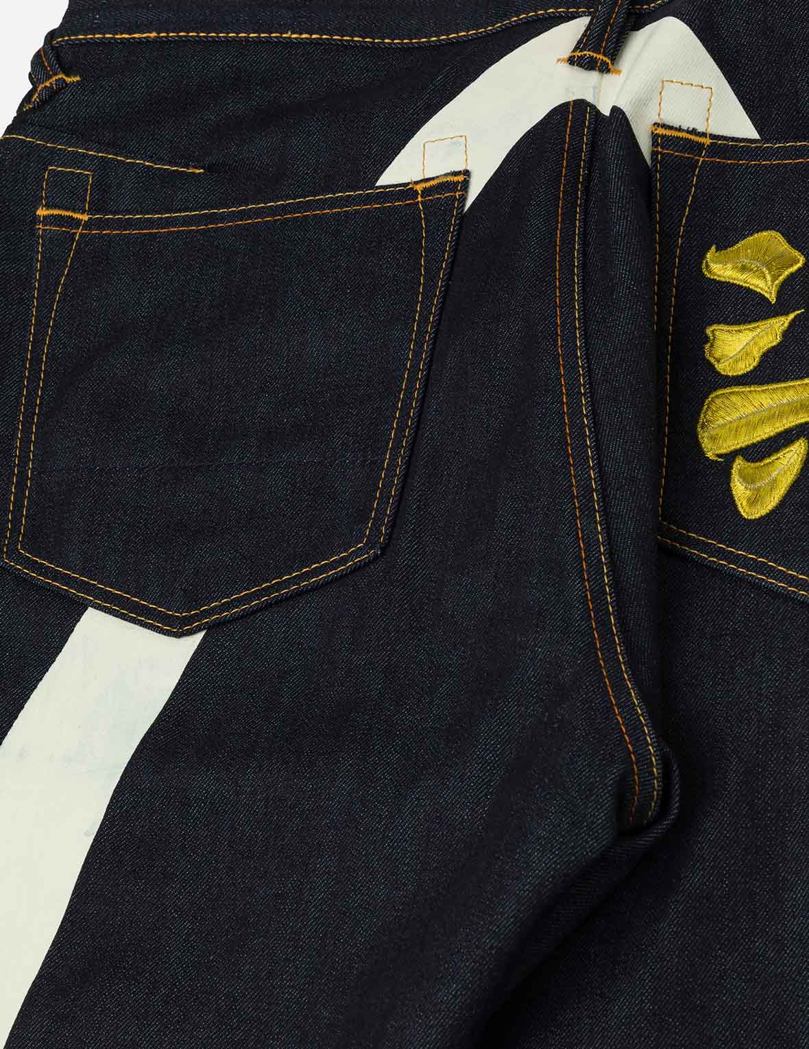 大M印花窄腳牛仔褲 #2017