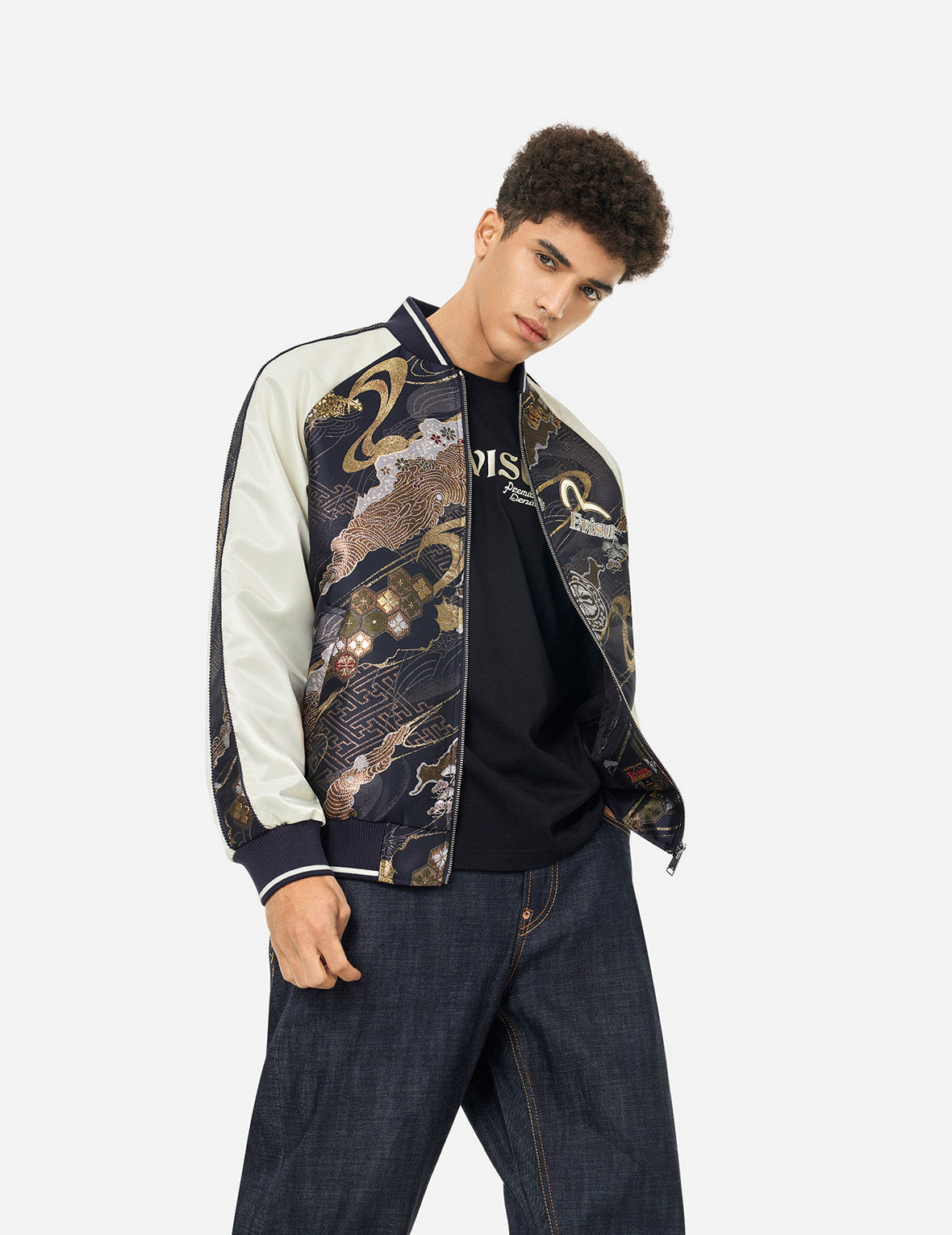 Kamon Brocade Appliqué Regular Fit Souvenior Jacket
