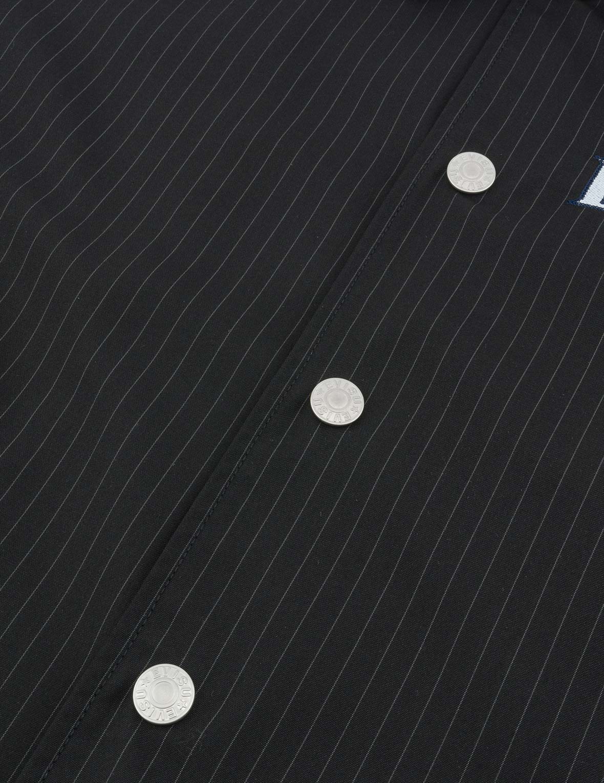 商標和口號刺繡常規版型直紋西裝教練外套