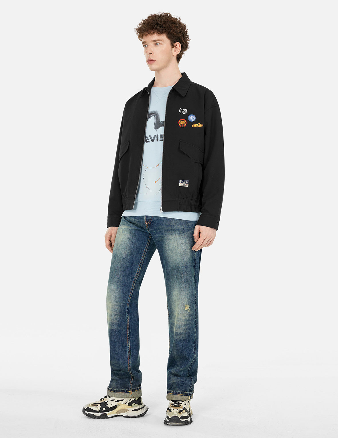 塗鴉大M印花寬鬆版型拉鍊外套