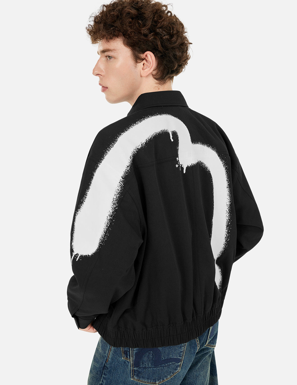 塗鴉大M印花寬鬆版型拉鍊外套