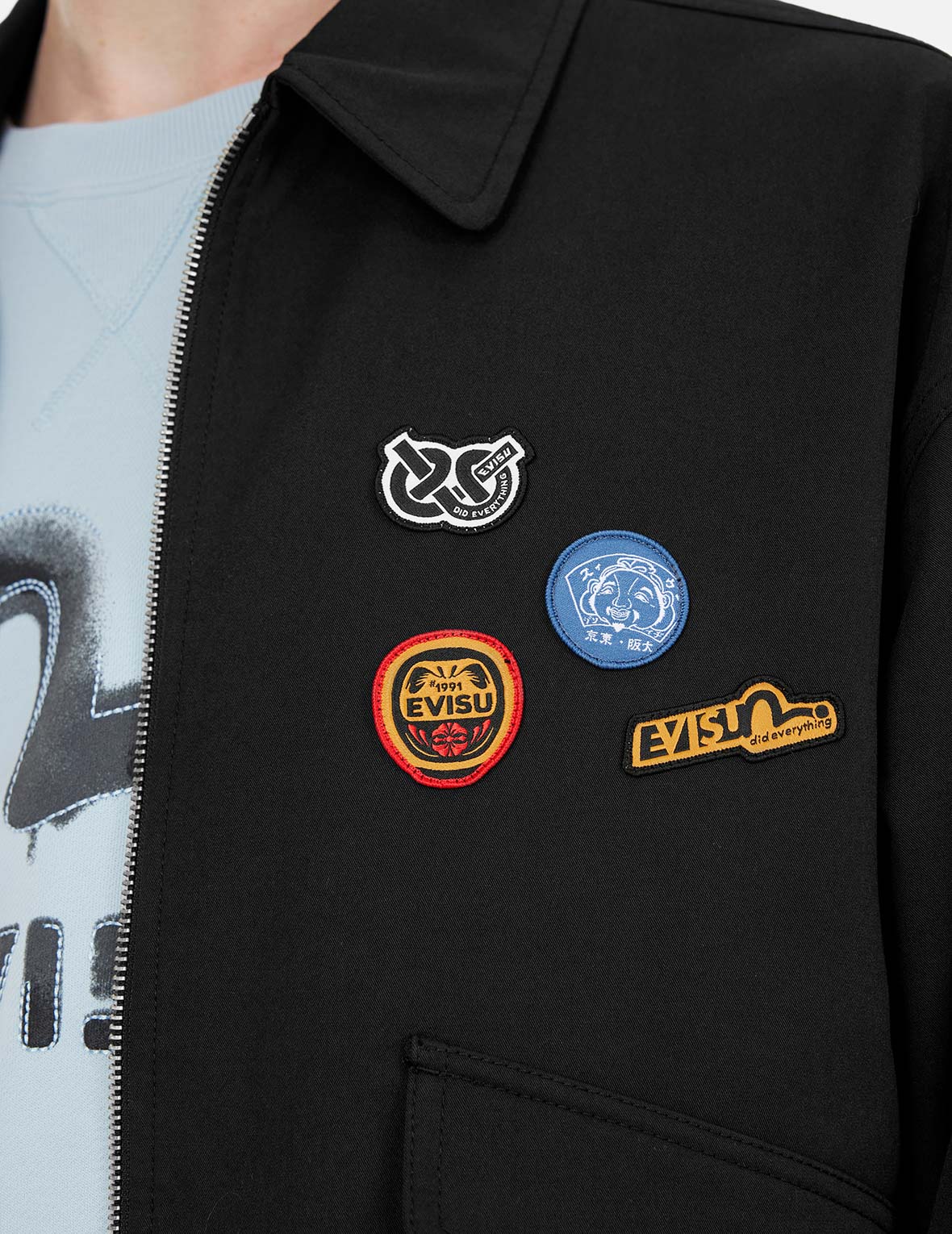 塗鴉大M印花寬鬆版型拉鍊外套