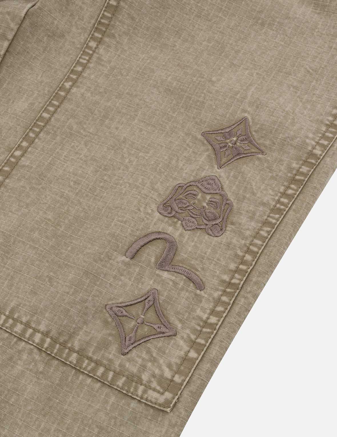 Seagull and Kamon Embroidery Straight Fit Woven Joggers