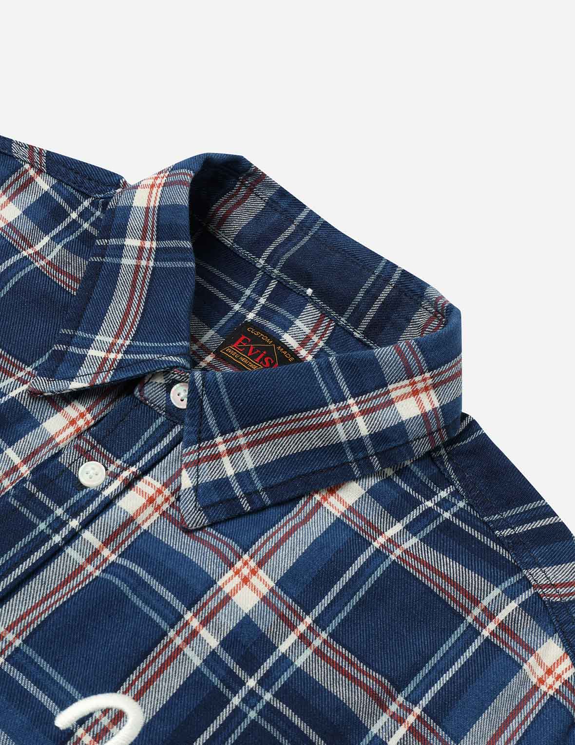 滿地海鷗印花寬版休閒長格紋襯衫