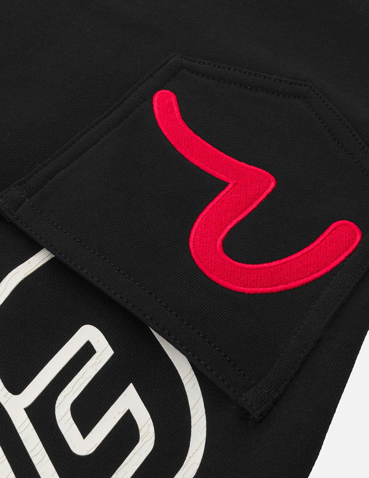 標語大M印花貼布繡口袋寬版運動褲