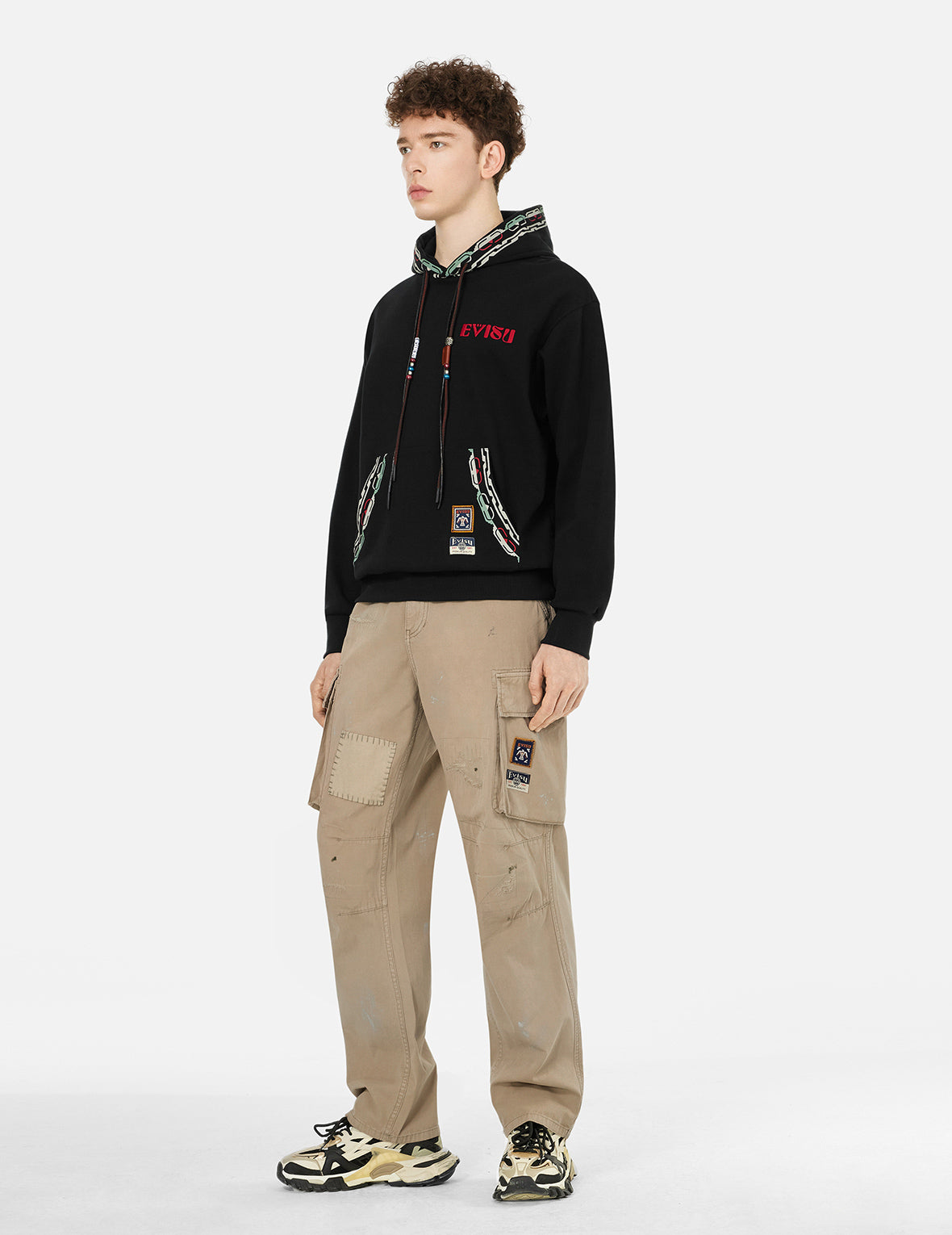 EVISU Totem Print and Embroidery Relax Fit Hoodie