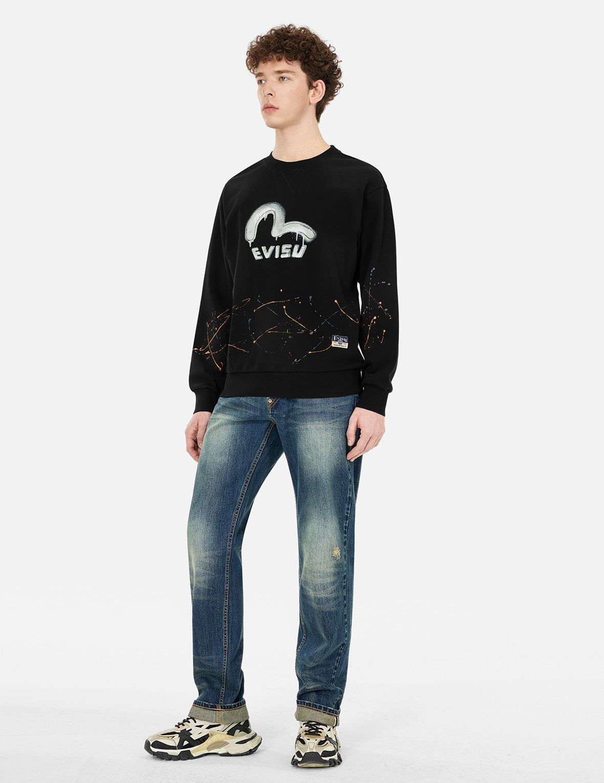 商標和海鷗印花寬版休閒衛衣