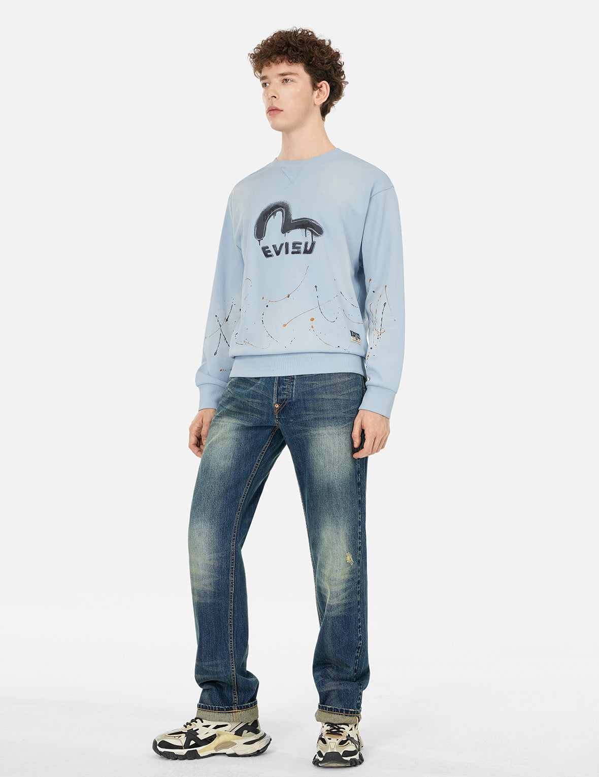 商標和海鷗印花寬版休閒衛衣