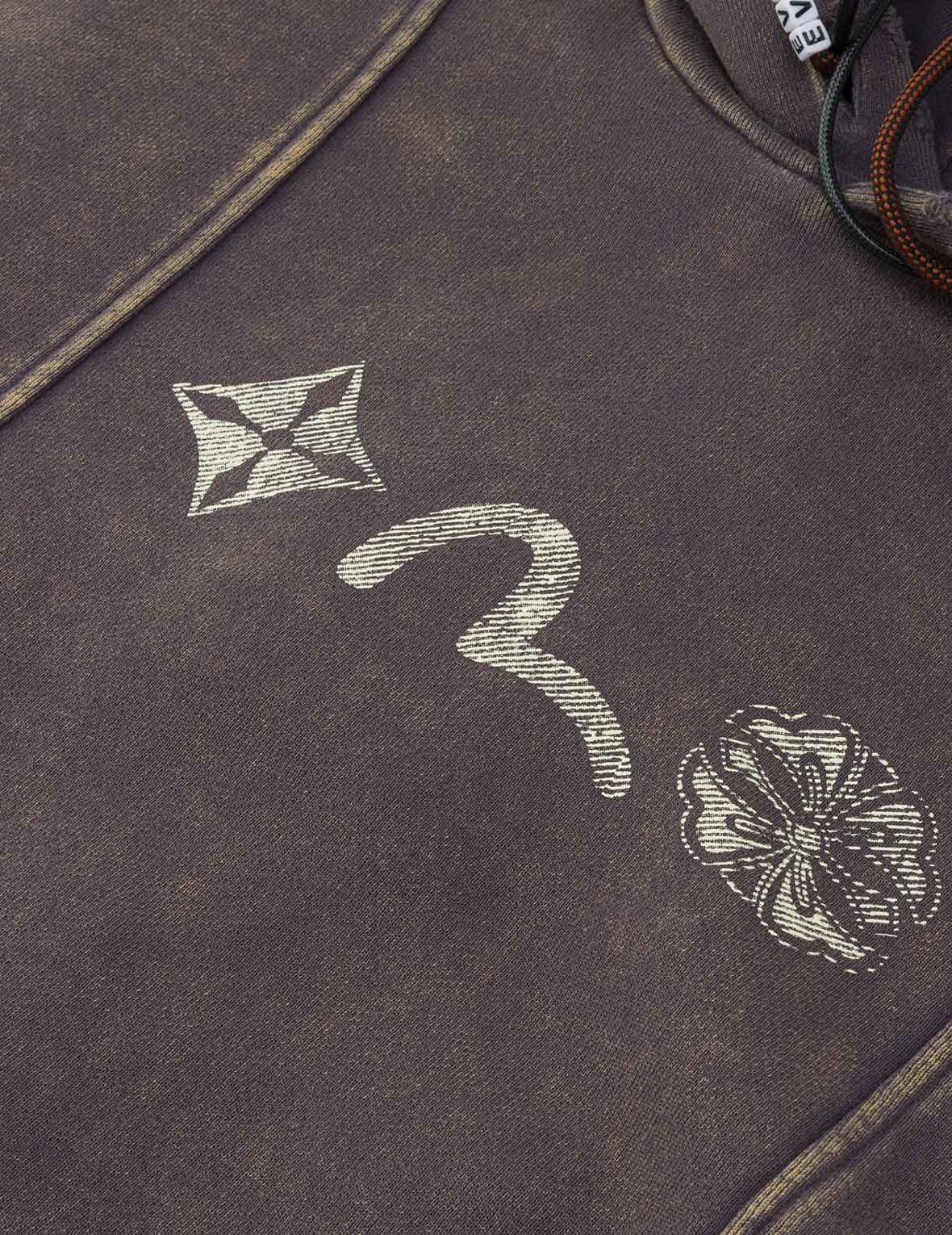 Washed Deconstructed Totem Kamon Embroidery Fashion Fit Hoodie Vest