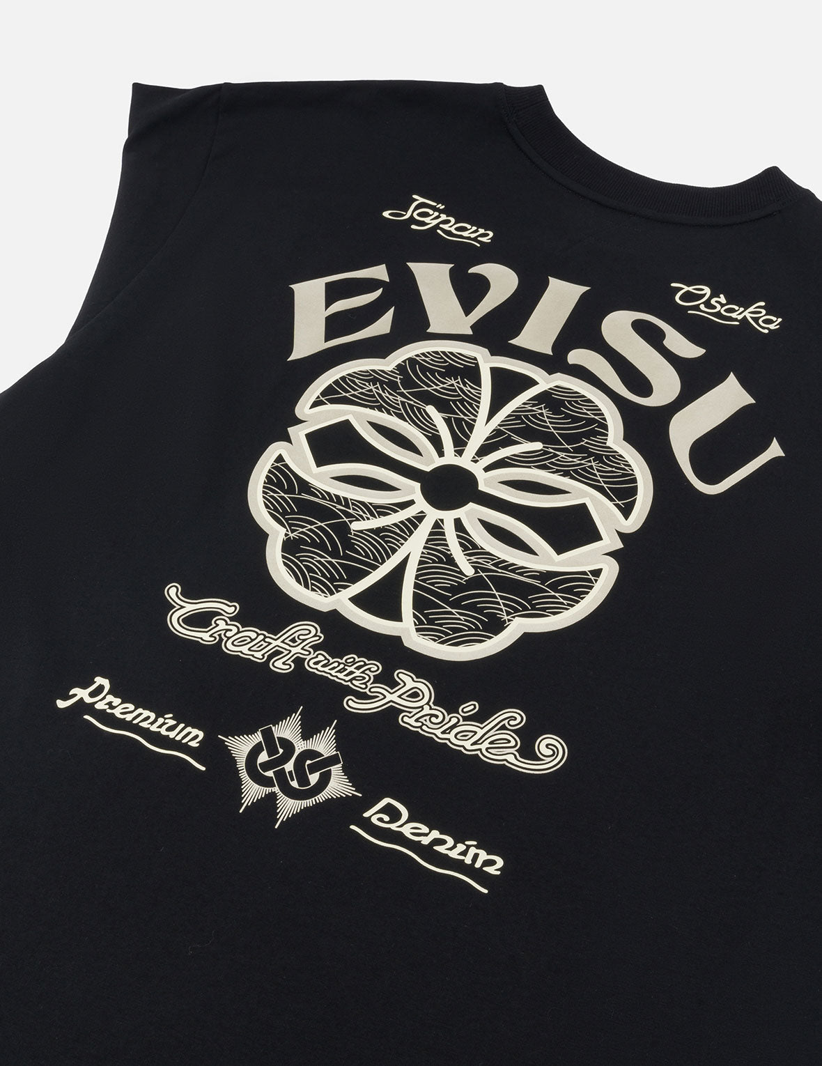 家花商標印花寬版休閒T恤