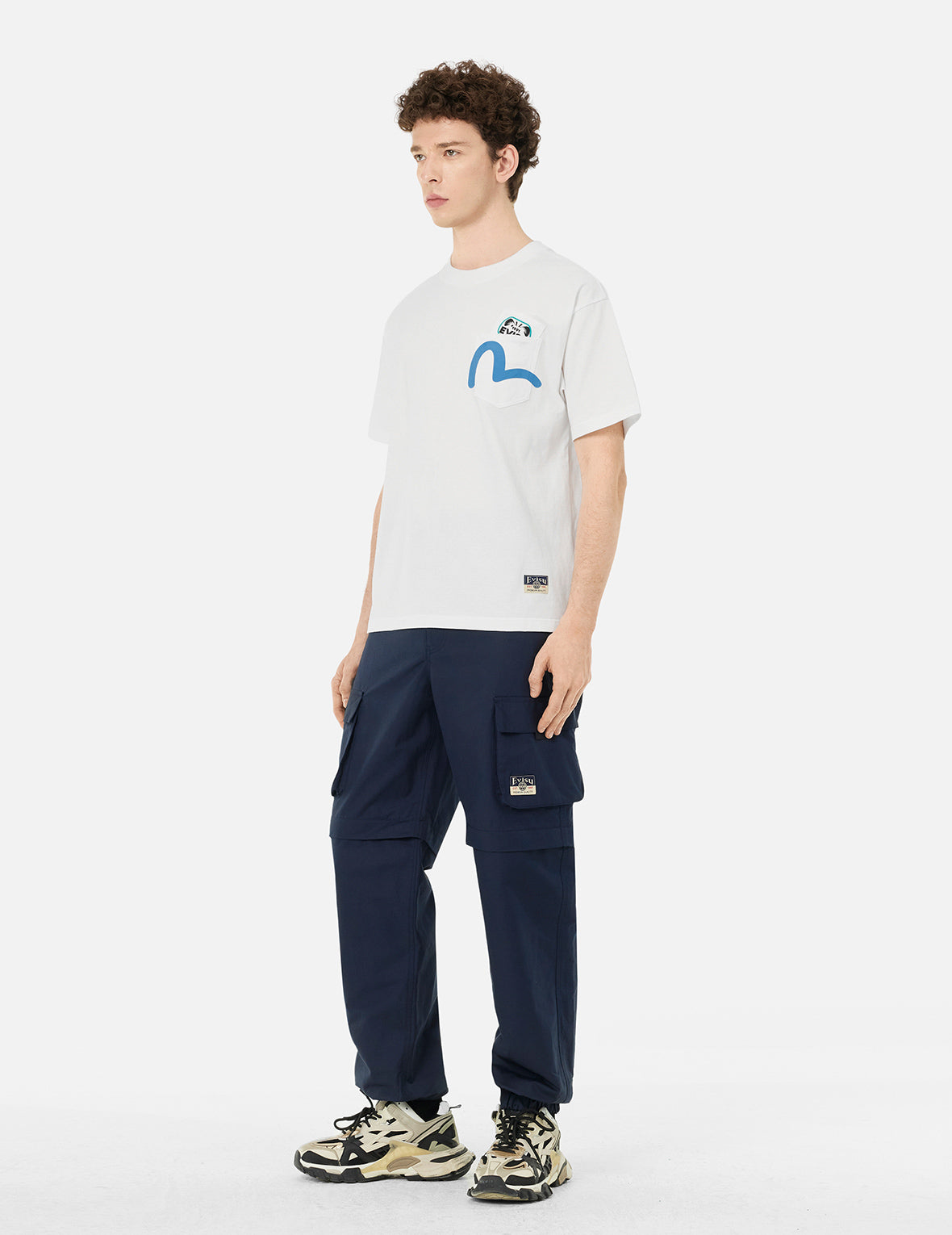 Multi-Pocket and Multi-Print Detail Relax Fit T-Shirt