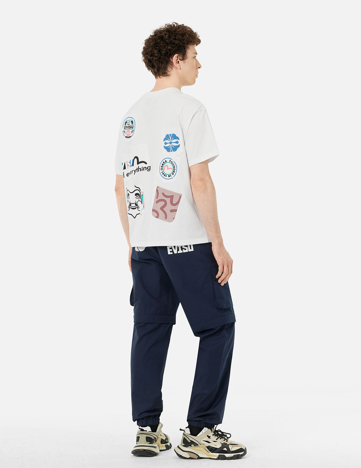 Multi-Pocket and Multi-Print Detail Relax Fit T-Shirt