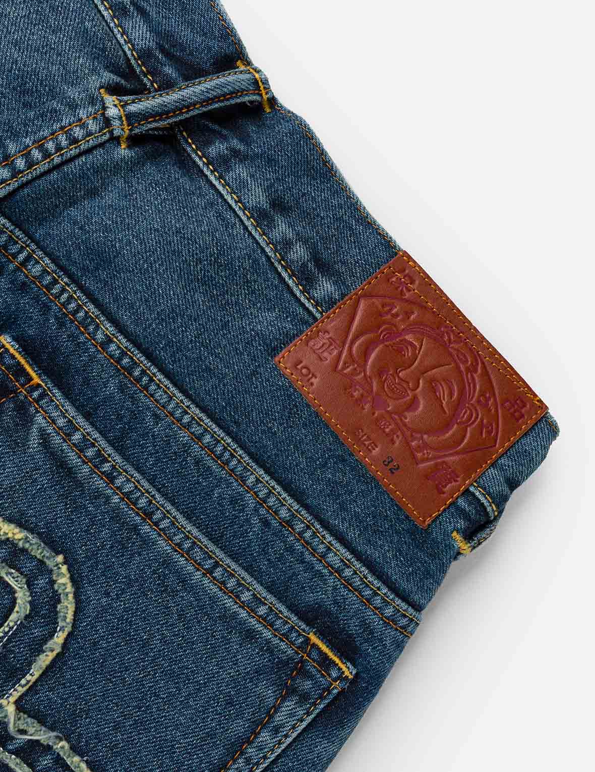 骷髏多口袋牛仔短褲