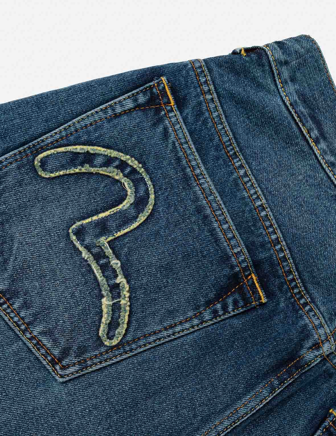 骷髏多口袋牛仔短褲