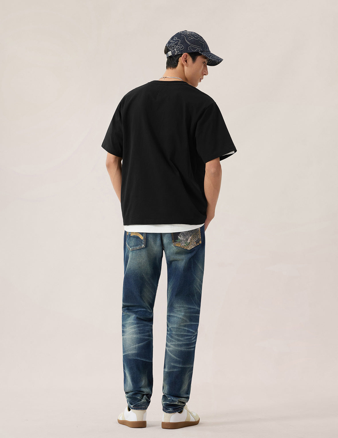 Brocade Patched Pocket Jeans #2017
