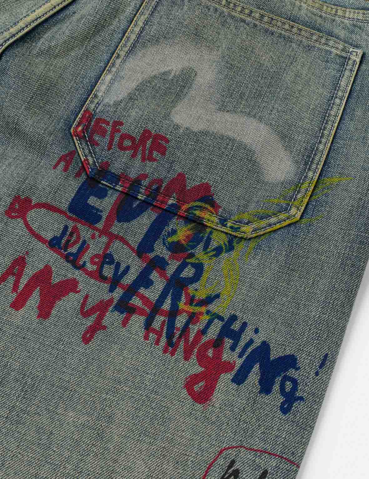 Allover Graffiti Printed Denim Jeans #2030