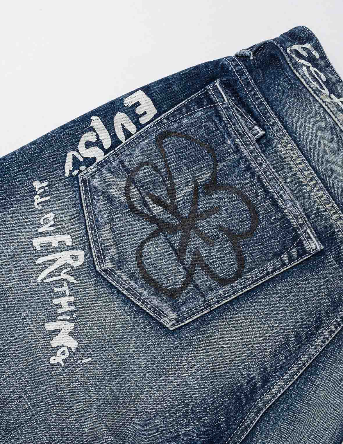 Hand-Drawn Printed Jeans #2020