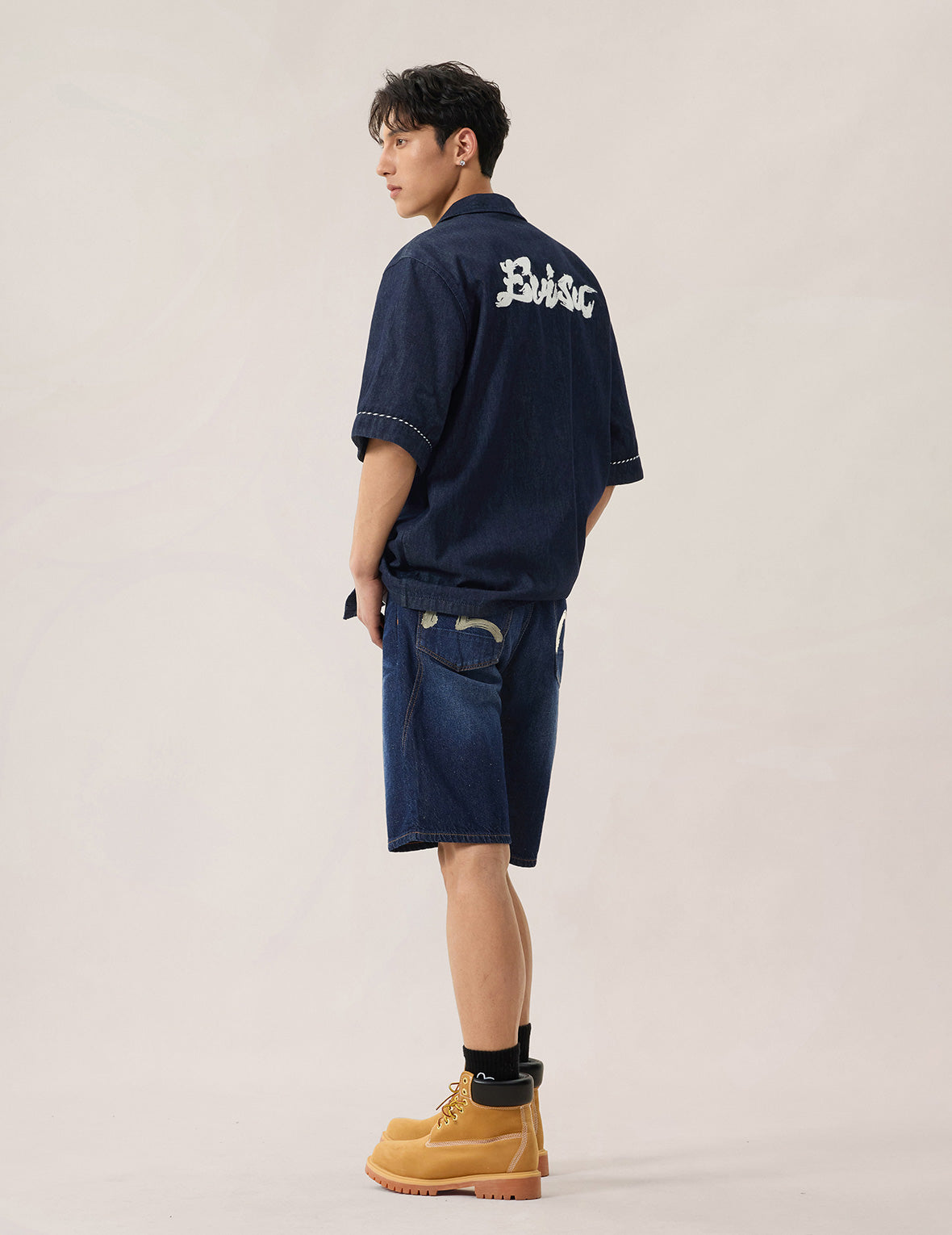 Whip-stitch Dual Pocket Denim Shirt