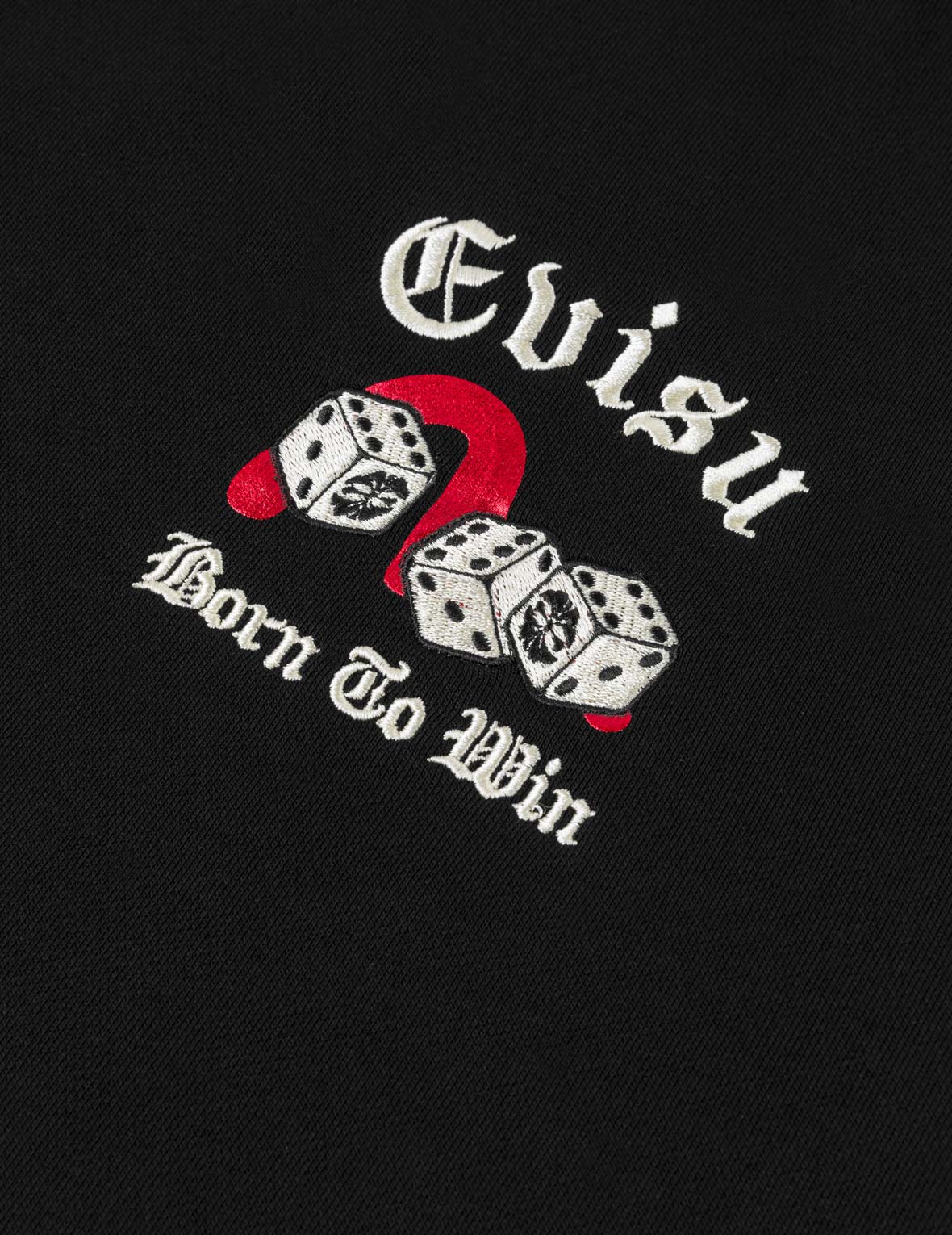 Poker Lucky Dice Embroidery Sweatshirt - Black
