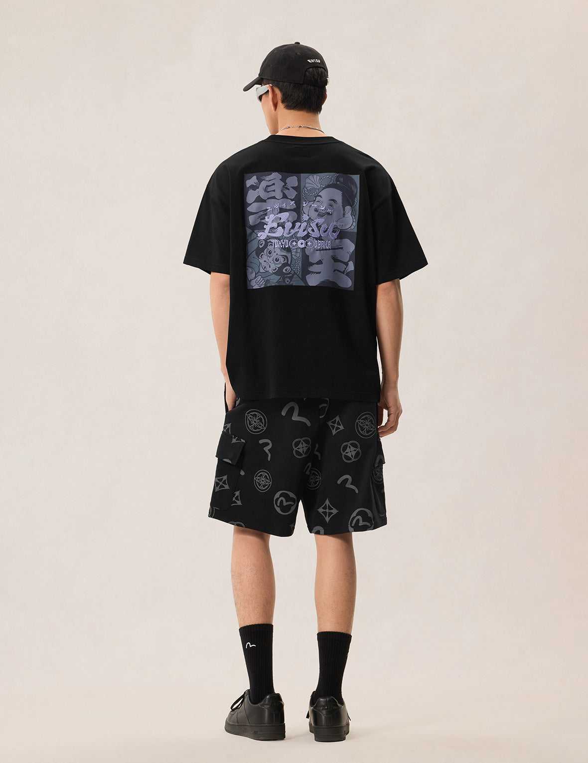 Godhead and Kite Daruma Kerchief Print T-shirt