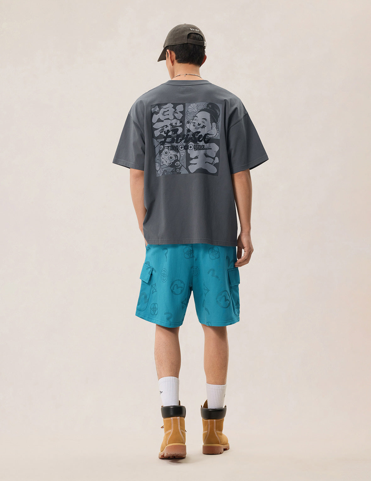 Godhead and Kite Daruma Kerchief Print T-shirt