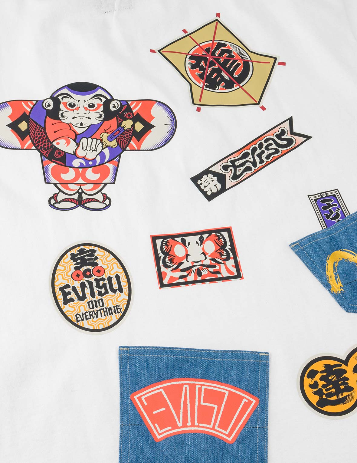 Japanese Kite Denim Patch Pocket T-shirt