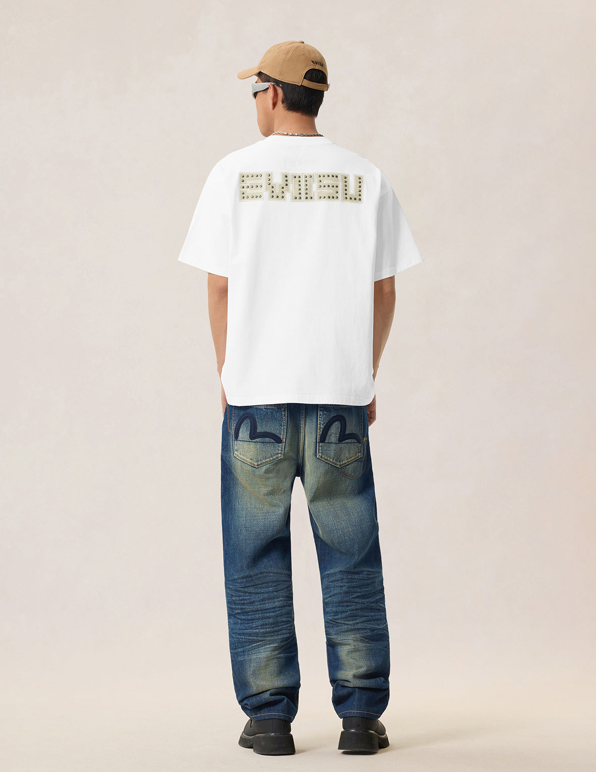 海鷗印花金屬鉚釘短袖T恤