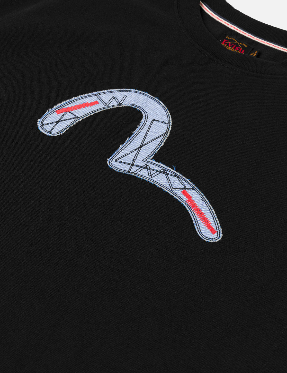 Fabric-mix Patchwork Seagull and Logo Applique T-shirt