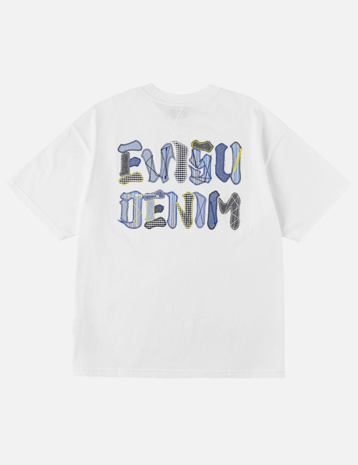 Fabric-mix Patchwork Seagull and Logo Applique T-shirt