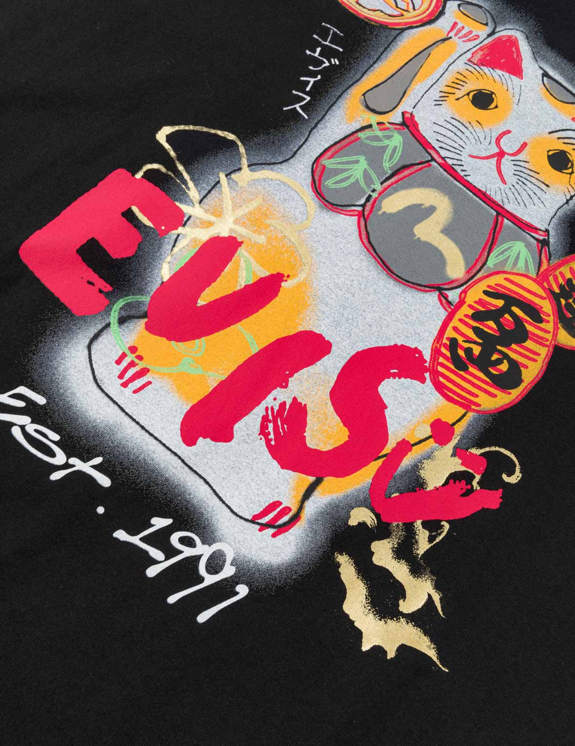Hand-Drawn Fortune Cat T-shirt