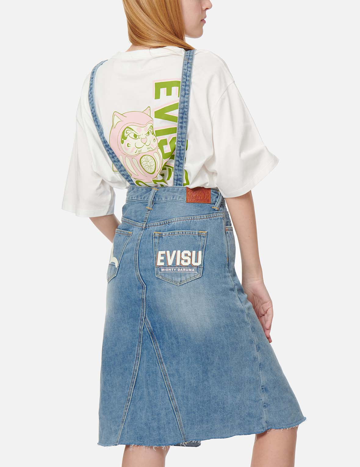 小海鷗與商標印花工裝牛仔裙