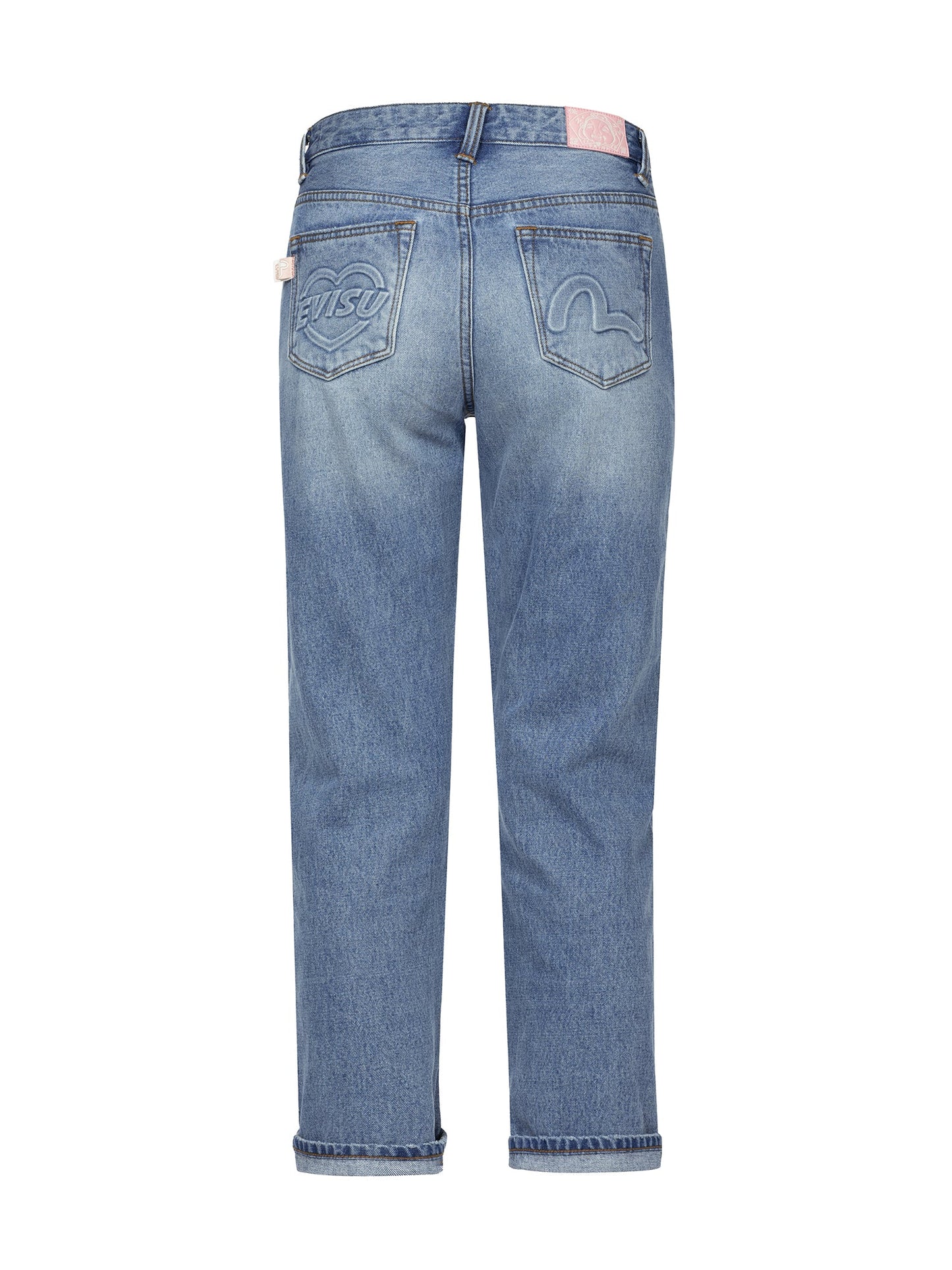 Seagull and Heart Embossed Fashion Fit Jeans
