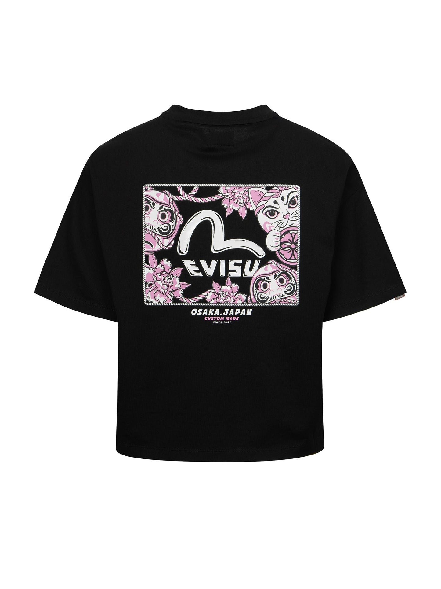 Cherry Blossom and Festival-Themed Daruma Cropped T-shirt