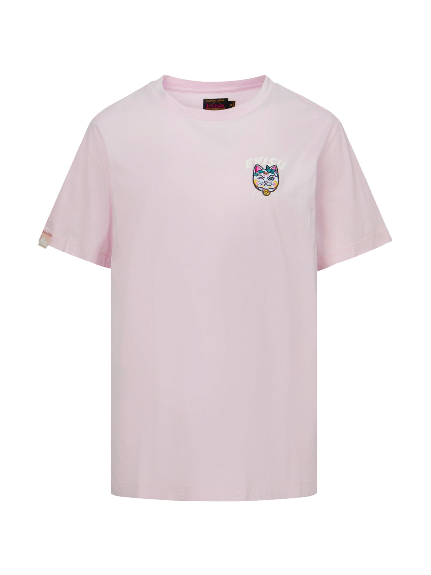 Logo Print and Fortune Cat Embroidery Badge Boyfriend T-shirt