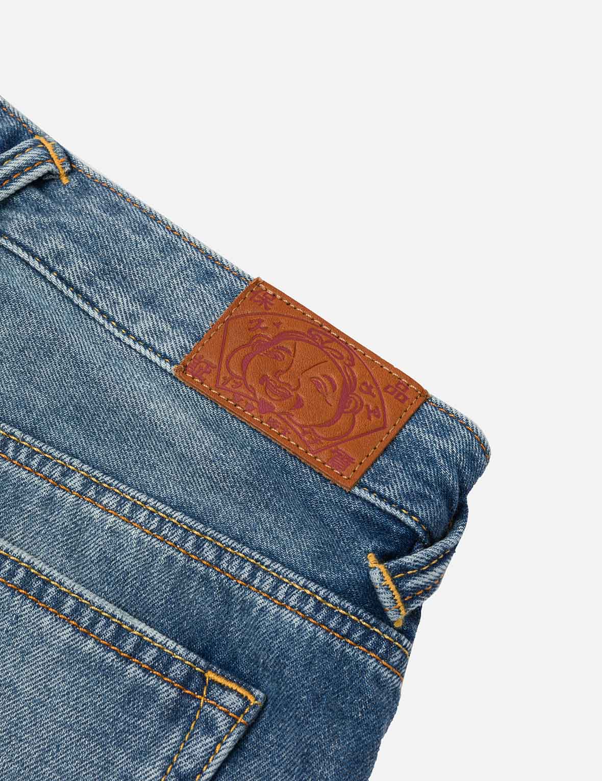 Deconstructed Seagull and Logo Applique Relax Fit Denim Shorts