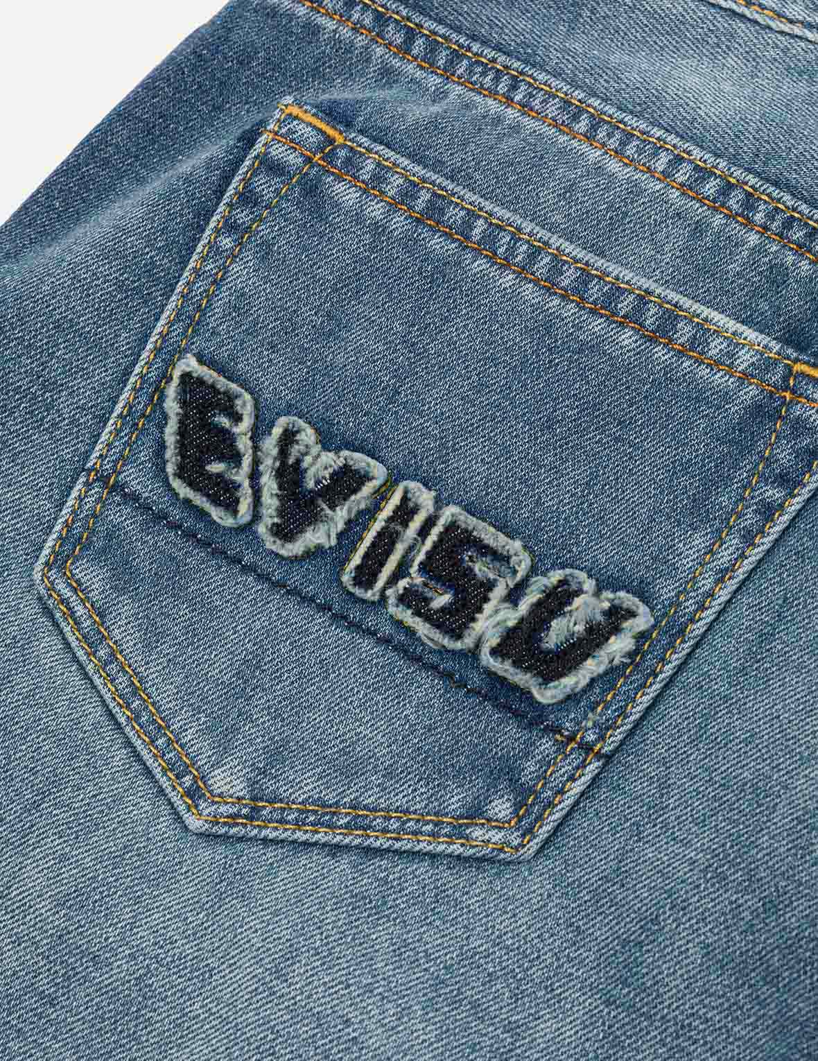 Deconstructed Seagull and Logo Applique Relax Fit Denim Shorts