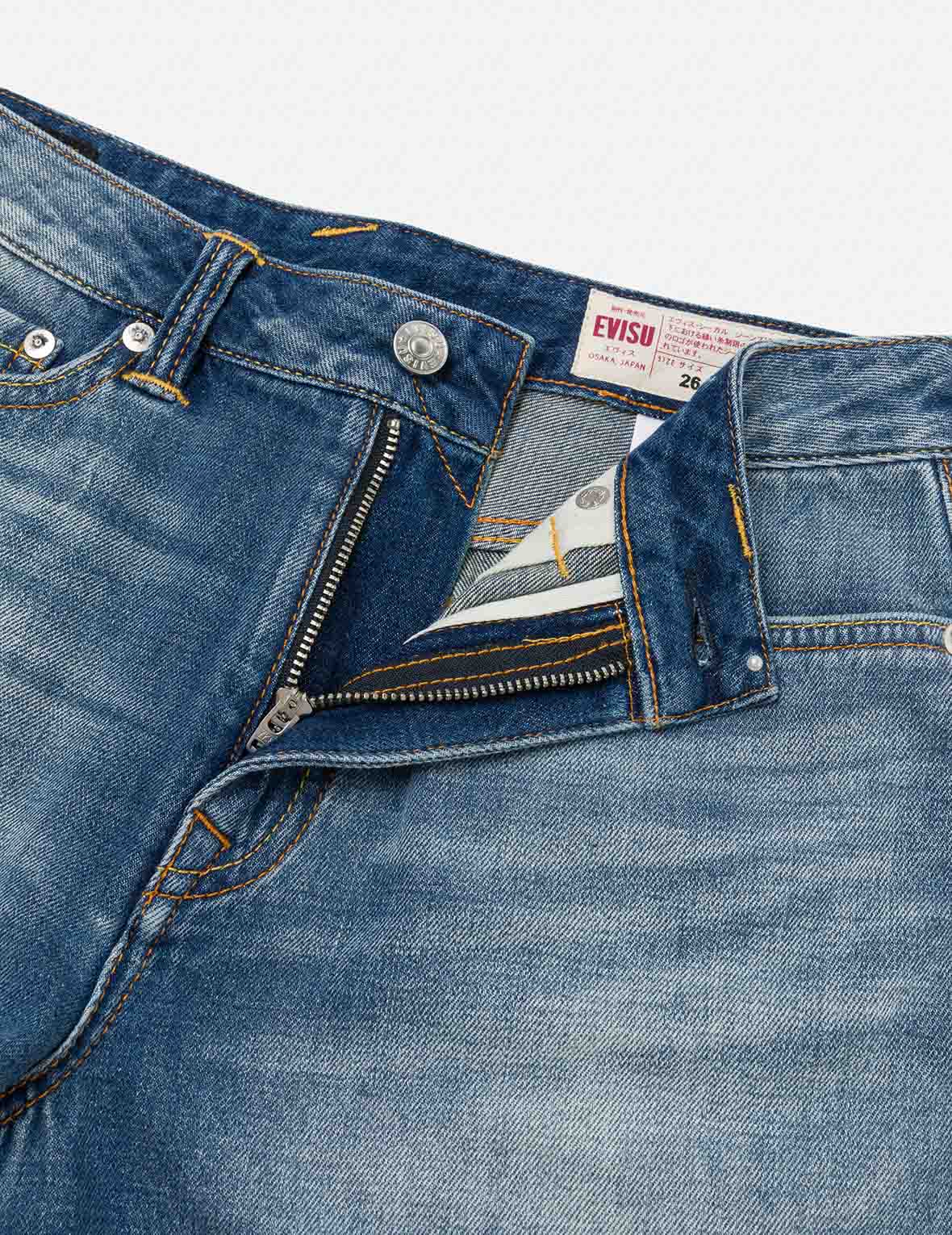 Deconstructed Seagull and Logo Applique Relax Fit Denim Shorts